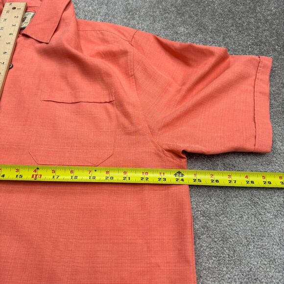 Jamaica Jaxx Silk Vacahun Button Down Shirt Mens Large Coral Short Sleeve Casual - Picture 15 of 16